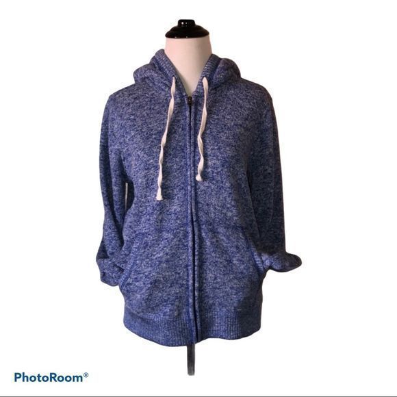 🎀  3/$20 SO large blue heathered zip up hoodie - Picture 1 of 6